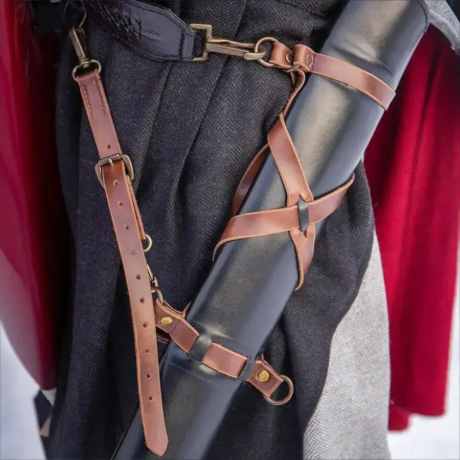 Leather belt and harness system for securing daggers, scabbards, & weapon holders