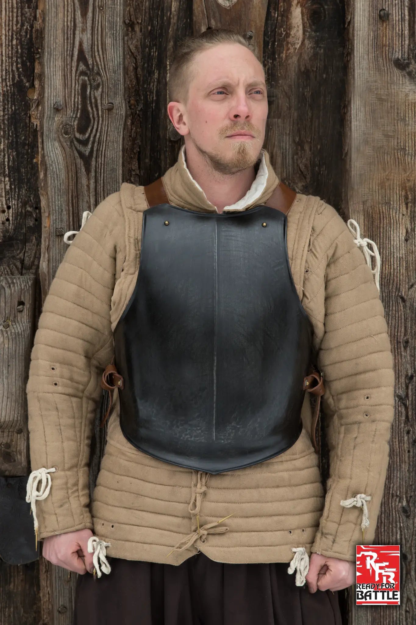 RFB Breastplate worn by a soldier, showcasing its durable design and protective features.