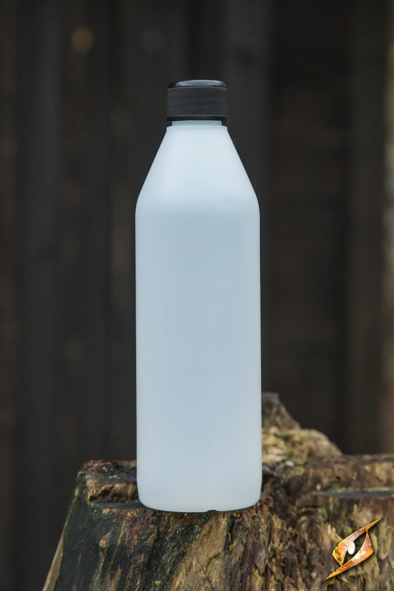 500 ml Plastic Flask for Laced Bottlehold on a rustic background.