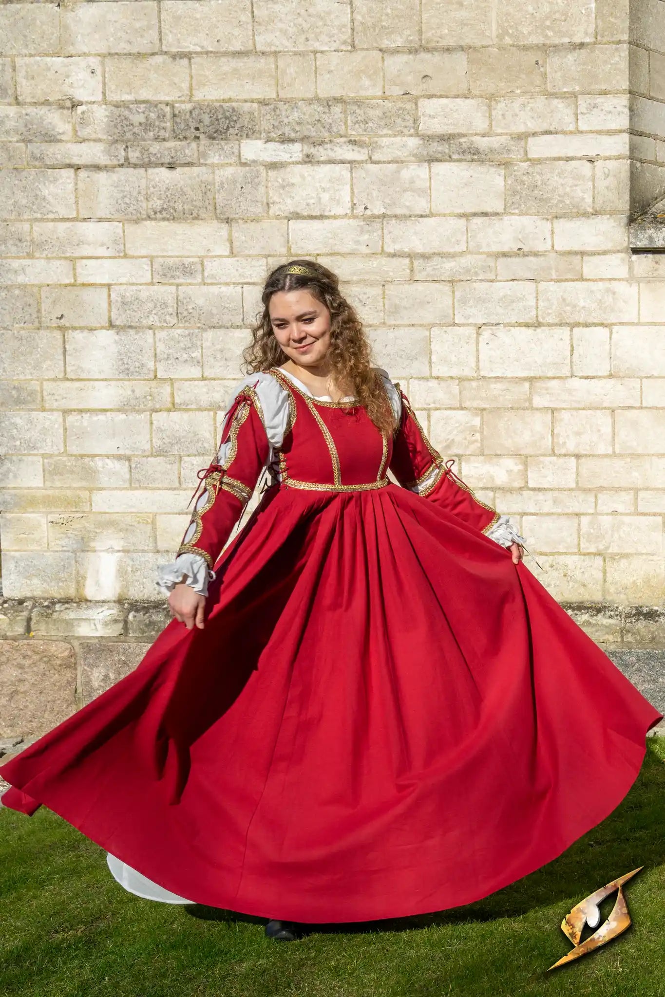 Medieval dress in vibrant red flowing gown showcasing elegance and comfort in the Dresses collection.