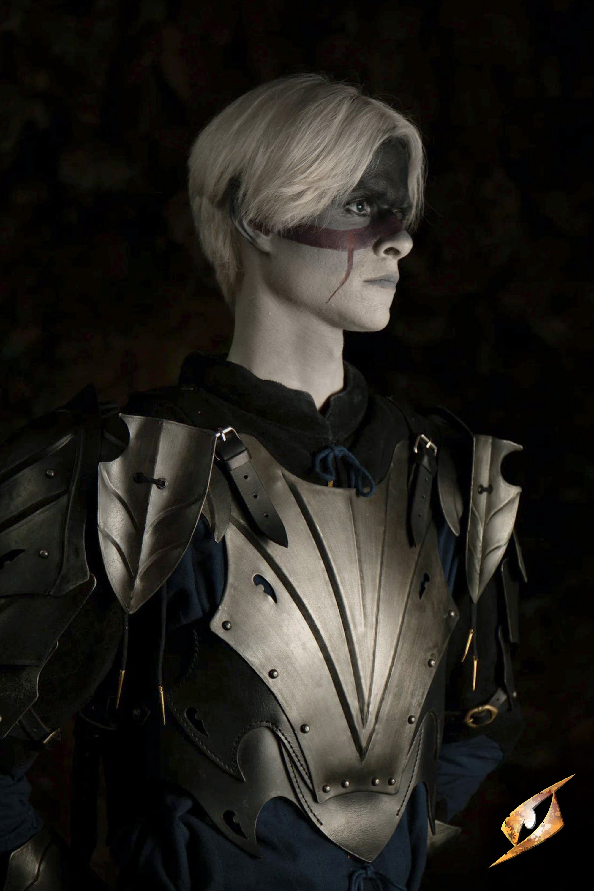 A character wearing the Eventide Cuirass, showcasing the detailed armor design inspired by dark elves.