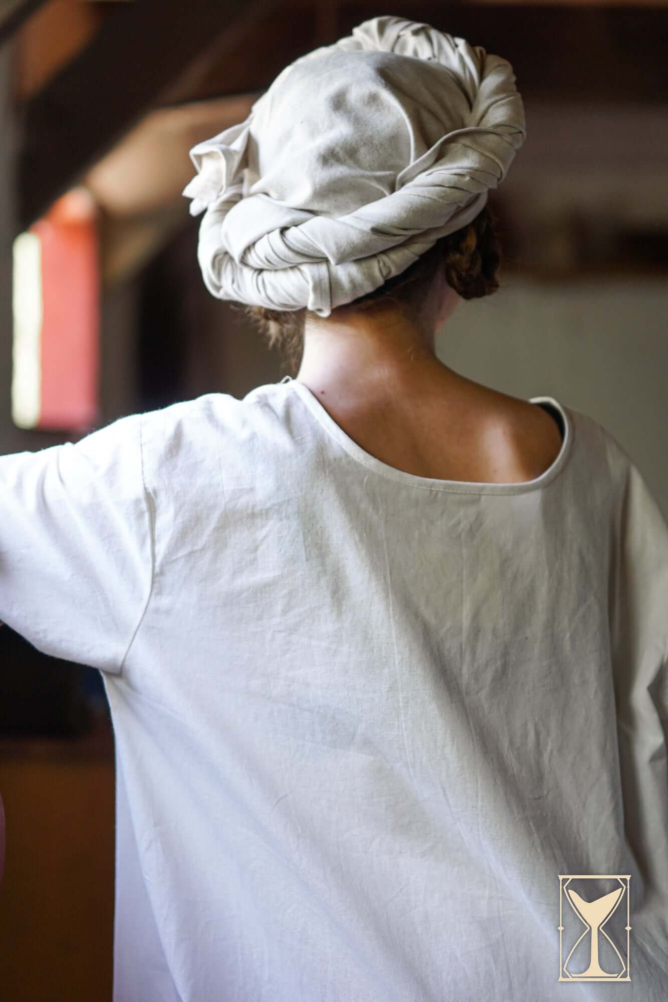 Rectangular Veil and Fillet - Cotton/Linen Blend