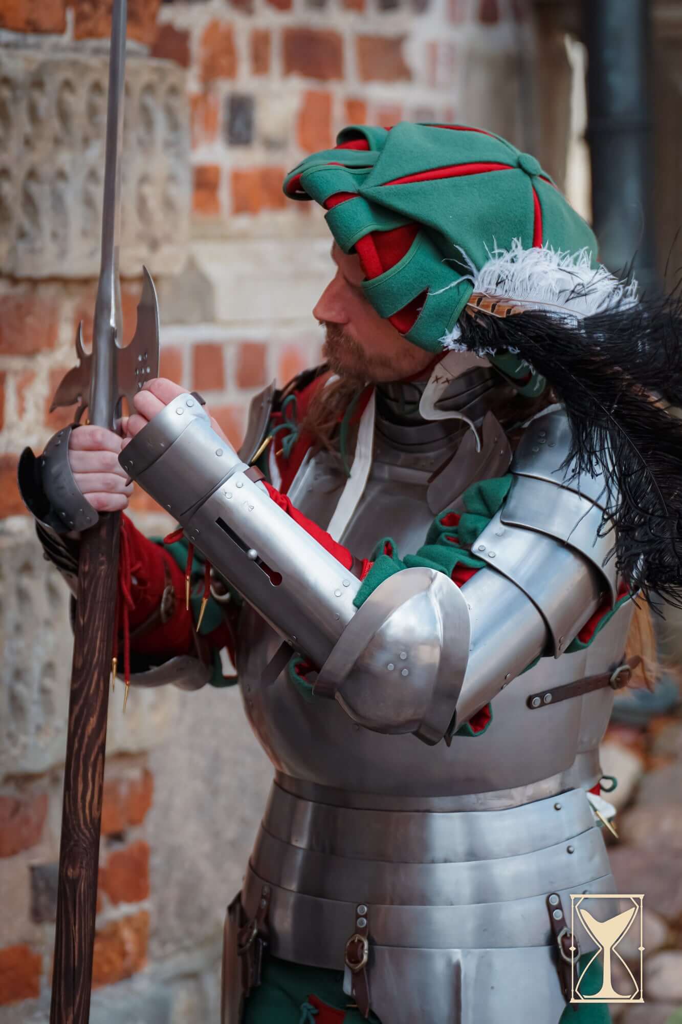 Landsknecht Vambraces - 1.6mm - Yoremade worn by a reenactor in historical armor