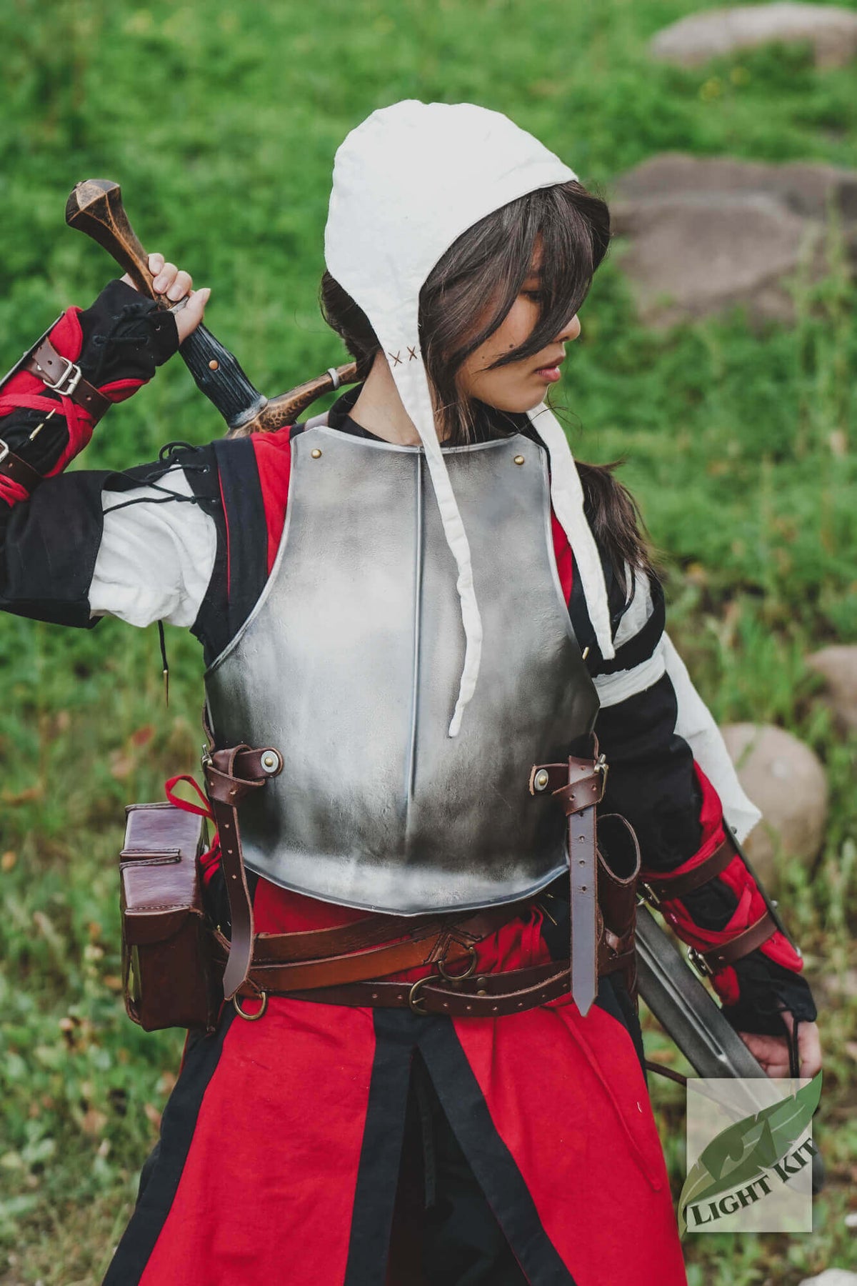 RFB Breastplate - Light Kit worn by a character in a medieval setting, showcasing its lightweight armored design.