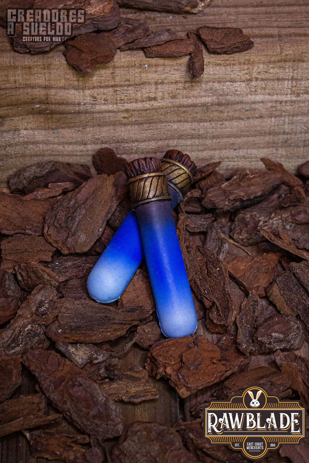 Alchemical Vial in blue, crafted from flexible foam, perfect for mages and potion-makers.
